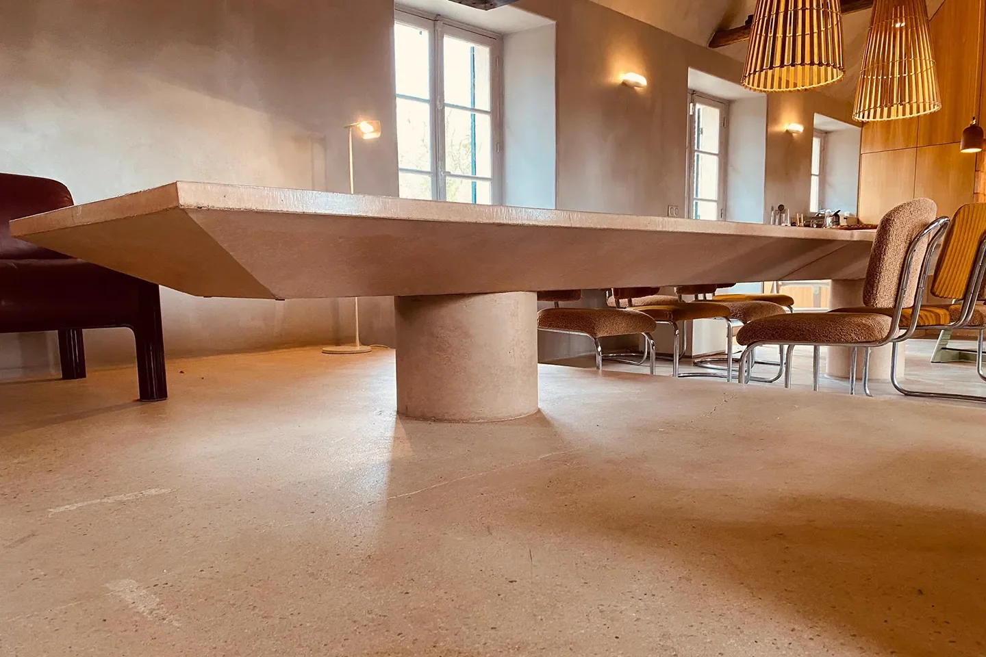 A 16-Foot Pink Concrete Table Binds This French Home Together (and We’re Obsessed)