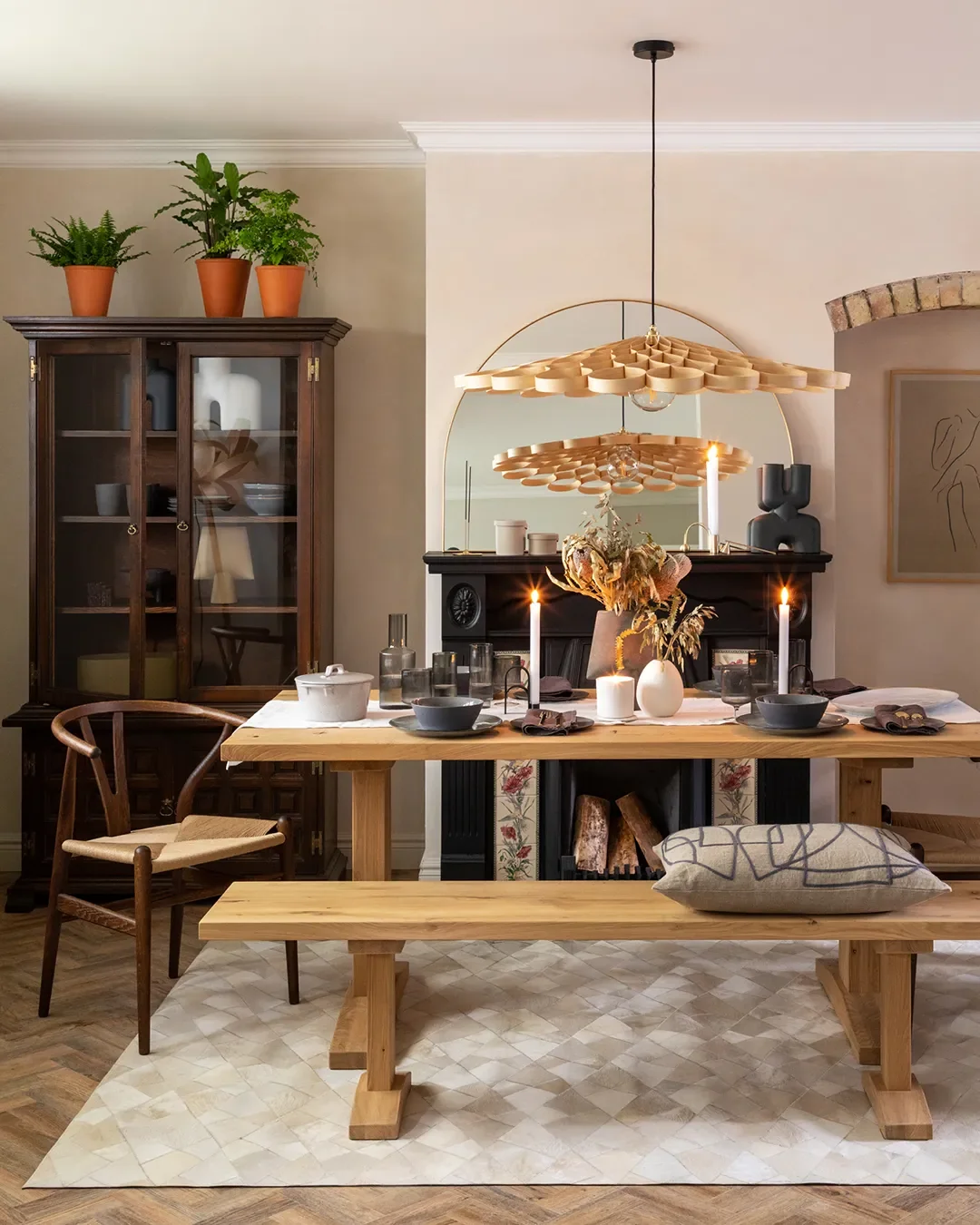 Hidden Within This Once-Dated Dining Room’s Walls Was a Delightfully Charming Brick Arch