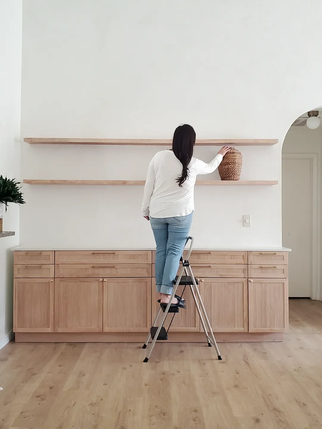 Thanks to This DIY Serving Station, the Dining Room’s 15-Foot Ceilings No Longer Loom Menacingly